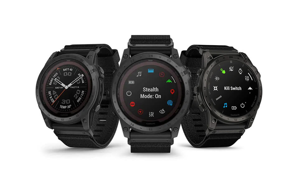 Garmin Tactix 7 Series watches displayed at Highly Tuned Athletes – the pinnacle of tactical and adventure wearables.