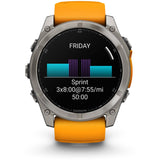 Garmin fenix 8 - 51mm AMOLED Sapphire Titanium with spark orange/graphite silicone band