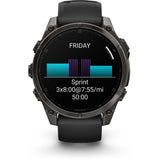 Garmin fenix 8 - 47mm AMOLED Sapphire Carbon gray DLC titanium with black/pebble gray silicone band