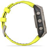 Garmin fenix 8 - 47mm Solar Sapphire Titanium with amp yellow/graphite silicone band