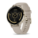 Garmin Venu 3S - Soft Gold Stainless Steel Bezel with French Grey Case and Silicone Band