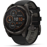 Garmin fenix 8 - 47mm Solar Sapphire Carbon gray DLC titanium with black/pebble gray silicone band