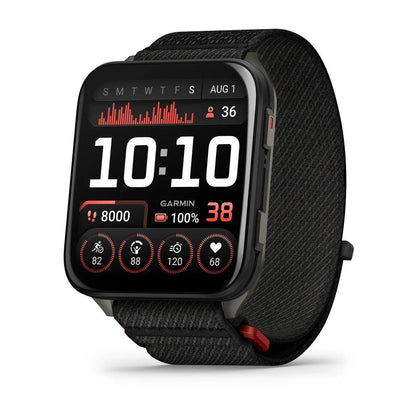 Garmin Venu X1 - Black w/slate titanium caseback & black ComfortFit nylon band
