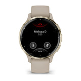 Garmin Venu 3S - Soft Gold Stainless Steel Bezel with French Grey Case and Silicone Band
