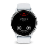 Garmin Venu 3 - Silver Stainless Steel Bezel with Whitestone Case and Silicone Band
