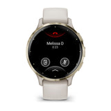Garmin Venu 3S - Soft Gold Stainless Steel Bezel with Ivory Case and Silicone Band