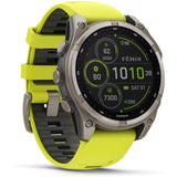 Garmin fenix 8 - 47mm Solar Sapphire Titanium with amp yellow/graphite silicone band