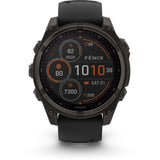 Garmin fenix 8 - 47mm Solar Sapphire Carbon gray DLC titanium with black/pebble gray silicone band
