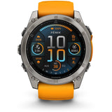 Garmin fenix 8 - 51mm AMOLED Sapphire Titanium with spark orange/graphite silicone band