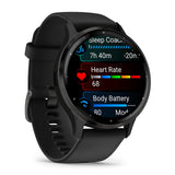 Garmin Venu 3 - Slate Stainless Steel Bezel with Black Case and Silicone Band