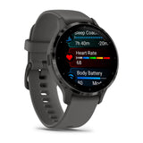 Garmin Venu 3S - Slate Stainless Steel Bezel with Pebble Grey Case and Silicone Band