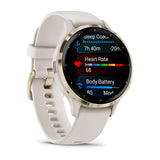 Garmin Venu 3S - Soft Gold Stainless Steel Bezel with Ivory Case and Silicone Band