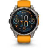 Garmin fenix 8 - 47mm AMOLED Sapphire Titanium with spark orange/graphite silicone band