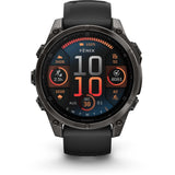 Garmin fenix 8 - 47mm AMOLED Sapphire Carbon gray DLC titanium with black/pebble gray silicone band