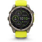 Garmin fenix 8 - 47mm Solar Sapphire Titanium with amp yellow/graphite silicone band