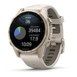 Garmin fenix 8 - 43mm AMOLED Sapphire Soft gold with fog gray/dark sandstone silicone band