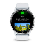 Garmin Venu 3 - Silver Stainless Steel Bezel with Whitestone Case and Silicone Band