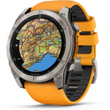 Garmin fenix 8 - 51mm AMOLED Sapphire Titanium with spark orange/graphite silicone band