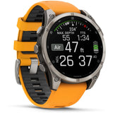 Garmin fenix 8 - 47mm AMOLED Sapphire Titanium with spark orange/graphite silicone band