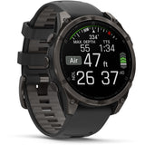 Garmin fenix 8 - 47mm AMOLED Sapphire Carbon gray DLC titanium with black/pebble gray silicone band