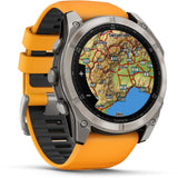 Garmin fenix 8 - 51mm AMOLED Sapphire Titanium with spark orange/graphite silicone band