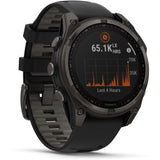 Garmin fenix 8 - 47mm Solar Sapphire Carbon gray DLC titanium with black/pebble gray silicone band