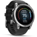 Garmin fenix E – 47 mm AMOLED Stainless steel with black silicone band