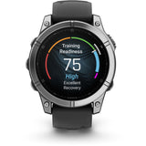 Garmin fenix E – 47 mm AMOLED Stainless steel with black silicone band