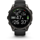 Garmin fenix 8 - 47mm AMOLED Sapphire Carbon gray DLC titanium with black/pebble gray silicone band