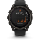 Garmin fenix 8 - 47mm Solar Sapphire Carbon gray DLC titanium with black/pebble gray silicone band