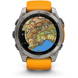 Garmin fenix 8 - 51mm AMOLED Sapphire Titanium with spark orange/graphite silicone band