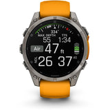 Garmin fenix 8 - 47mm AMOLED Sapphire Titanium with spark orange/graphite silicone band