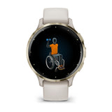 Garmin Venu 3S - Soft Gold Stainless Steel Bezel with Ivory Case and Silicone Band