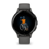 Garmin Venu 3S - Slate Stainless Steel Bezel with Pebble Grey Case and Silicone Band