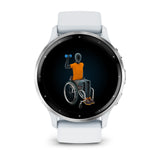 Garmin Venu 3 - Silver Stainless Steel Bezel with Whitestone Case and Silicone Band