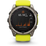 Garmin fenix 8 - 51mm Solar Sapphire Titanium with amp yellow/graphite silicone band