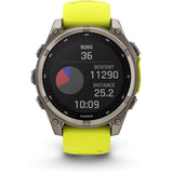 Garmin fenix 8 - 47mm Solar Sapphire Titanium with amp yellow/graphite silicone band