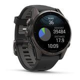 Garmin fenix 8 - 43mm AMOLED Sapphire Carbon gray DLC titanium with black/pebble gray silicone band