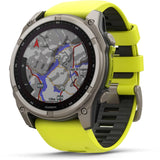 Garmin fenix 8 - 51mm Solar Sapphire Titanium with amp yellow/graphite silicone band