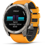 Garmin fenix 8 - 51mm AMOLED Sapphire Titanium with spark orange/graphite silicone band