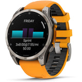 Garmin fenix 8 - 47mm AMOLED Sapphire Titanium with spark orange/graphite silicone band