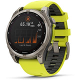Garmin fenix 8 - 47mm Solar Sapphire Titanium with amp yellow/graphite silicone band