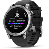 Garmin fenix E – 47 mm AMOLED Stainless steel with black silicone band