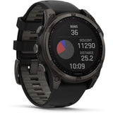 Garmin fenix 8 - 47mm Solar Sapphire Carbon gray DLC titanium with black/pebble gray silicone band