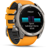 Garmin fenix 8 - 51mm AMOLED Sapphire Titanium with spark orange/graphite silicone band