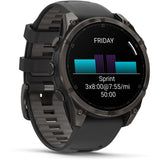 Garmin fenix 8 - 47mm AMOLED Sapphire Carbon gray DLC titanium with black/pebble gray silicone band