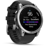 Garmin fenix E – 47 mm AMOLED Stainless steel with black silicone band