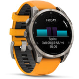 Garmin fenix 8 - 47mm AMOLED Sapphire Titanium with spark orange/graphite silicone band