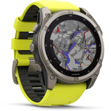 Garmin fenix 8 - 51mm Solar Sapphire Titanium with amp yellow/graphite silicone band