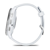 Garmin Venu 3 - Silver Stainless Steel Bezel with Whitestone Case and Silicone Band